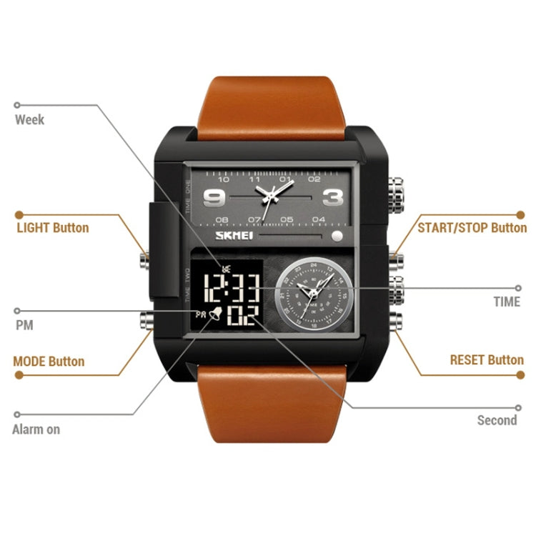 SKMEI 2020 Square Large Dial Triple Movement Men Sports Watch, 2020 Black Shell Black Belt Black Machine, 2020 Black Shell Black Belt White Machine, 2020 Black Shell Brown Belt Black Machine, 2020 Amber, 2020 Transparent Blue, 2020 Transparent Pink    ...