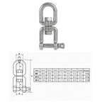 304 Stainless Steel 360 Degree Rotating 8-Shaped Chain Snap Ring Connecting Hook Swivel, M8, M10, M12