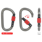 Xinda 25kN Climbing Carabiner Aluminum Alloy D-Shape Screw Gates Lock, 25kN Carabiner (Gray), 25kN Carabiner (Black)