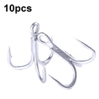 HENGJIA FH061 10pcs Three-jaw Treble Blood Groove Hooks, 1, 2, 4, 6