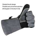 Cowhide BBQ Gloves Thickened Anti-hot Oven Welding Protection Gloves, A2415 16 inch Gray Black, A2416 14 inch Gray, A2416 14 inch Gray Black