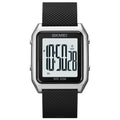 SKMEI 1866 Square Large Screen Men Steel Belt Multi-function Night Light Alarm Clock Watch, 1866 Silver White Machine, 1866 Silver Black Machine, 1866, 1866 Rose Gold White Machine, 1866 Rose Gold Black Machine, 1866 Gold White Machine                 ...