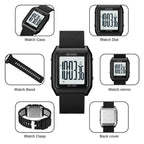 SKMEI 1866 Square Large Screen Men Steel Belt Multi-function Night Light Alarm Clock Watch, 1866 Silver White Machine, 1866 Silver Black Machine, 1866, 1866 Rose Gold White Machine, 1866 Rose Gold Black Machine, 1866 Gold White Machine                 ...