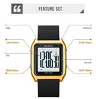SKMEI 1866 Square Large Screen Men Steel Belt Multi-function Night Light Alarm Clock Watch, 1866 Silver White Machine, 1866 Silver Black Machine, 1866, 1866 Rose Gold White Machine, 1866 Rose Gold Black Machine, 1866 Gold White Machine                 ...
