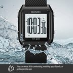 SKMEI 1866 Square Large Screen Men Steel Belt Multi-function Night Light Alarm Clock Watch, 1866 Silver White Machine, 1866 Silver Black Machine, 1866, 1866 Rose Gold White Machine, 1866 Rose Gold Black Machine, 1866 Gold White Machine                 ...