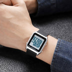 SKMEI 1866 Square Large Screen Men Steel Belt Multi-function Night Light Alarm Clock Watch, 1866 Silver White Machine, 1866 Silver Black Machine, 1866, 1866 Rose Gold White Machine, 1866 Rose Gold Black Machine, 1866 Gold White Machine                 ...