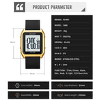 SKMEI 1866 Square Large Screen Men Steel Belt Multi-function Night Light Alarm Clock Watch, 1866 Silver White Machine, 1866 Silver Black Machine, 1866, 1866 Rose Gold White Machine, 1866 Rose Gold Black Machine, 1866 Gold White Machine                 ...
