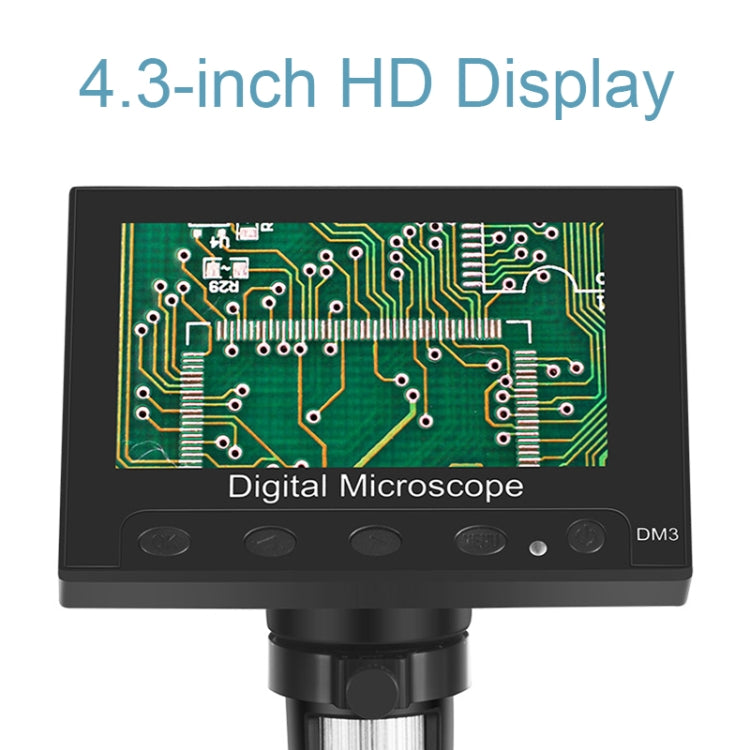 DM3 4.3-Inch Screen LED Light HD Portable Electronic Digital Microscope, Plastic, Metal