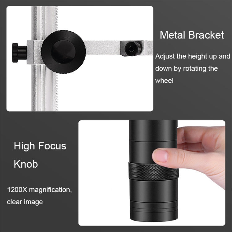 1200X 7-Inch HD Display Multifunctional Maintenance Inspection Digital Microscope, 1200X 7-Inch