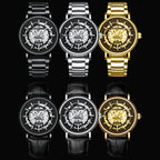 BINBOND B7872 Multifunctional Hollow Luminous Waterproof Quartz Watch, Black Steel-Black-White, White Steel-Black-White, Full-gold-Black-Gold, Black Leather-Black-Black, Black Leather-White-Black, Black Leather-Full-gold-Black