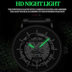 BINBOND B7872 Multifunctional Hollow Luminous Waterproof Quartz Watch, Black Steel-Black-White, White Steel-Black-White, Full-gold-Black-Gold, Black Leather-Black-Black, Black Leather-White-Black, Black Leather-Full-gold-Black