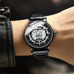 BINBOND B7872 Multifunctional Hollow Luminous Waterproof Quartz Watch, Black Steel-Black-White, White Steel-Black-White, Full-gold-Black-Gold, Black Leather-Black-Black, Black Leather-White-Black, Black Leather-Full-gold-Black