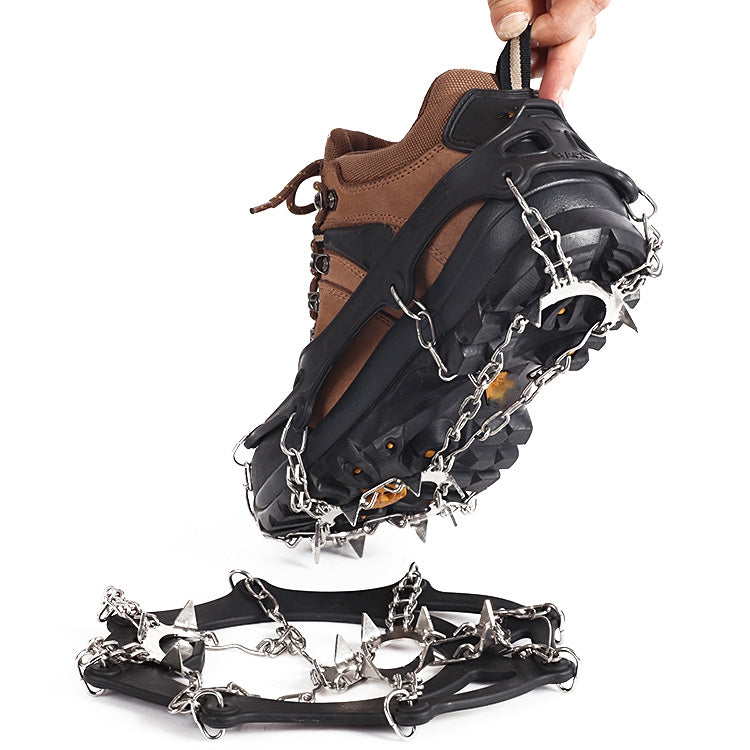 F11-1 11 Teeth 201 Stainless Steel Outdoor Snow and Ice Mountaineering Non-slip Shoes Cover, 11 Teeth (M Orange), 11 Teeth (M Black), 11 Teeth (L Orange), 11 Teeth (L Black)