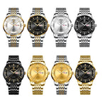 BINBOND B2077 30M Waterproof Quartz Luminous Watch Butterfly Buckle Men's Steel Belt Watch