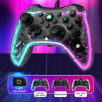 S03 Glare Transparent Wired Gamepad for Nintendo Switch/Sony PS/Computer, Black, White