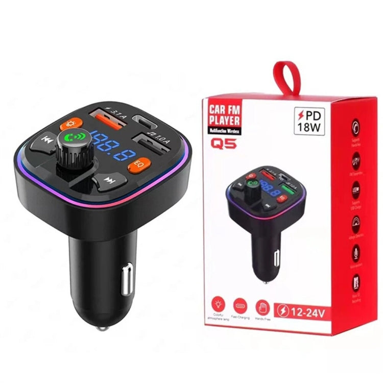 3.1A USB+PD Bluetooth Car Charger Car FM Transmitter Colorful Lighting, R2, Q3, Q5, Q7