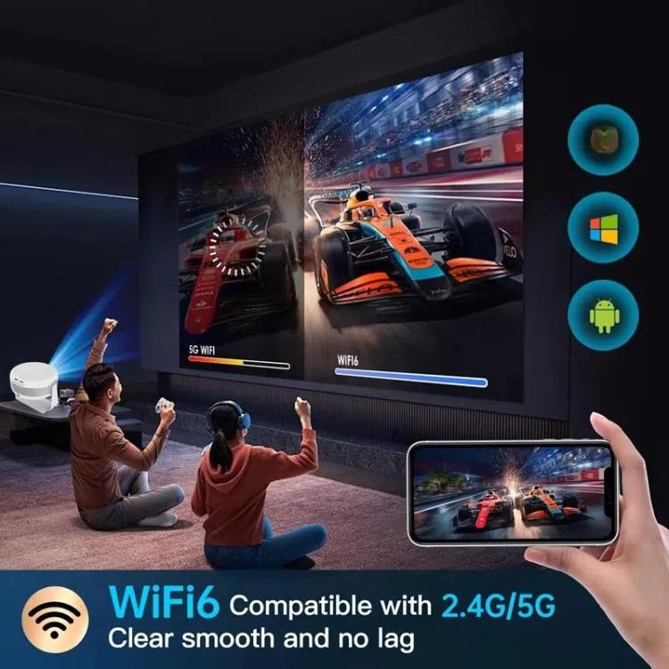 T269 Pro 1280x720P Smart Projector WiFi 6 4K Android 11 System Home Cinema, EU Plug, US Plug, UK Plug, AU Plug