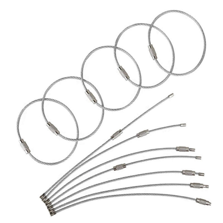 JJ11087 10pcs Stainless Steel Wire Ring Key Ring Wire Chain Key Chain, Wire Ring Key Chain