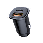 PD 30W Dual Port USB Super Fast Charge Car Charger, 30W Black