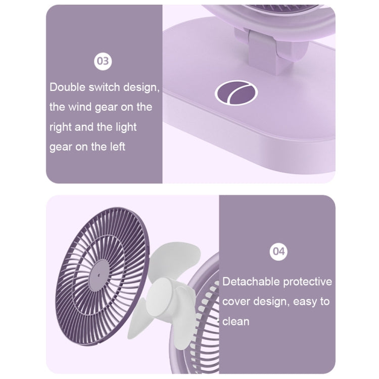 LF-002 Mini USB Rechargeable Light Desktop Fan Rotatable Night Light Silent Fan