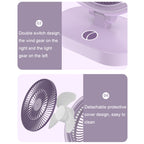 LF-002 Mini USB Rechargeable Light Desktop Fan Rotatable Night Light Silent Fan