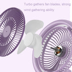 LF-002 Mini USB Rechargeable Light Desktop Fan Rotatable Night Light Silent Fan