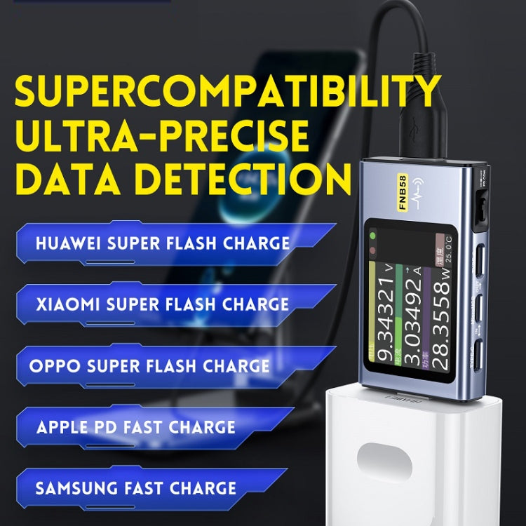 FNIRSI FNB58 USB Voltage Ammeter TYPE-C Fast Charge Power Tester, Bluetooth, Without Bluetooth
