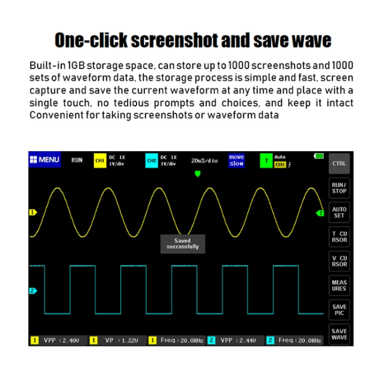 FNIRSI 1013D 1GS Sampling Dual Channel 100M Bandwidth Digital Oscilloscope, US Plug, 1013D