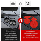 For Tesla Model3/Y 2pcs Charging Port Silicone Dustproof Waterproof Cover, Split Black, Split Red, Split Blue, Conjoined Black, Conjoined Red, Conjoined Blue, EU Standard Black
