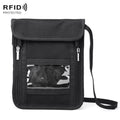 ZD-WM-06 RFID Hanging Neck Bag Passport Bag Anti-scanning Anti-magnetic Messenger ID Bag, ZD-WM-06 Beige Yellow, ZD-WM-06 Black
