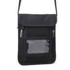 ZD-WM-06 RFID Hanging Neck Bag Passport Bag Anti-scanning Anti-magnetic Messenger ID Bag, ZD-WM-06 Beige Yellow, ZD-WM-06 Black