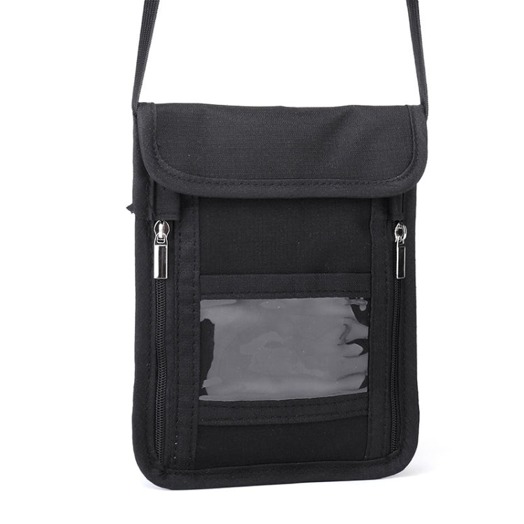 ZD-WM-06 RFID Hanging Neck Bag Passport Bag Anti-scanning Anti-magnetic Messenger ID Bag, ZD-WM-06 Beige Yellow, ZD-WM-06 Black