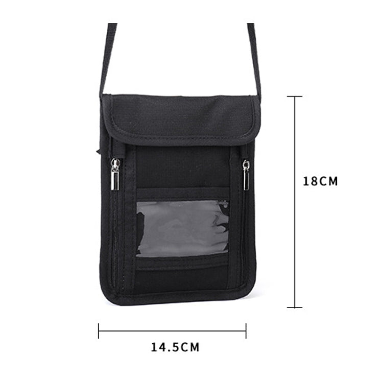 ZD-WM-06 RFID Hanging Neck Bag Passport Bag Anti-scanning Anti-magnetic Messenger ID Bag, ZD-WM-06 Beige Yellow, ZD-WM-06 Black