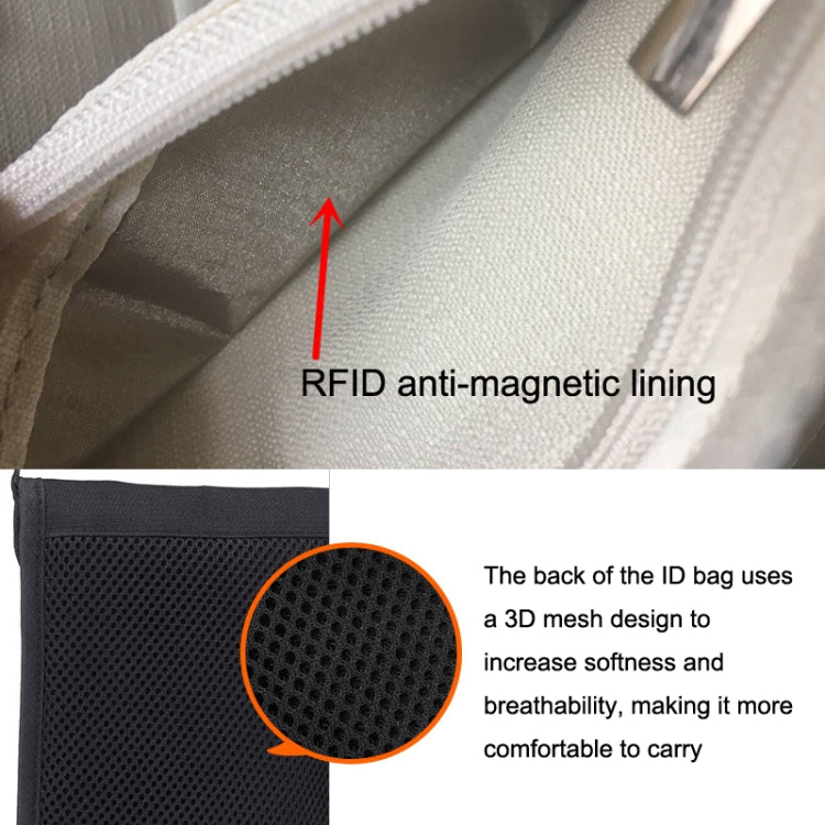 ZD-WM-06 RFID Hanging Neck Bag Passport Bag Anti-scanning Anti-magnetic Messenger ID Bag, ZD-WM-06 Beige Yellow, ZD-WM-06 Black