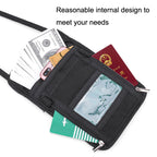 ZD-WM-06 RFID Hanging Neck Bag Passport Bag Anti-scanning Anti-magnetic Messenger ID Bag, ZD-WM-06 Beige Yellow, ZD-WM-06 Black