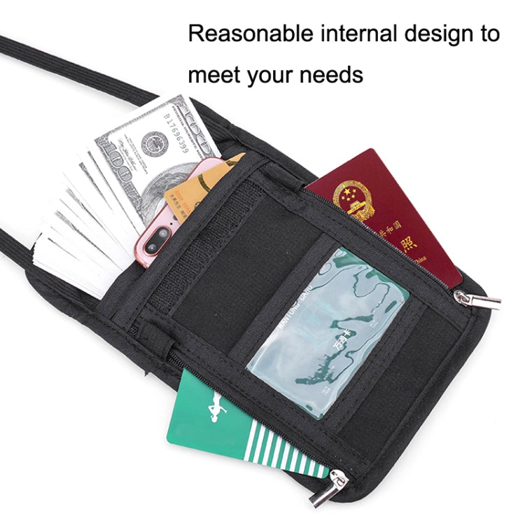 ZD-WM-06 RFID Hanging Neck Bag Passport Bag Anti-scanning Anti-magnetic Messenger ID Bag, ZD-WM-06 Beige Yellow, ZD-WM-06 Black