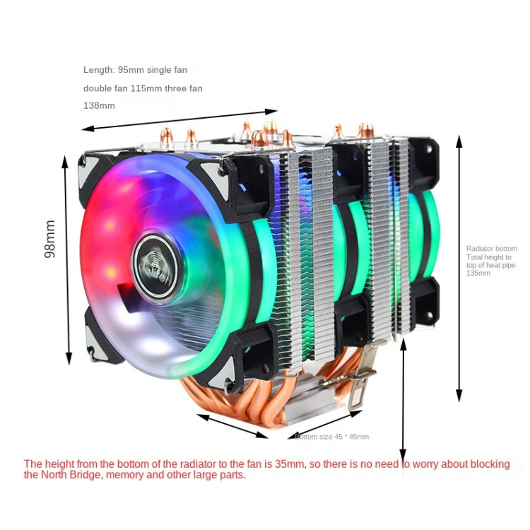 Desktop Computer Double Copper Tube CPU Radiator Super Quiet, 2 Tube Color Light 3-pin Double Fan, 2 Tube Without Light 3-pin Single Fan, 2 Tube Without Light 3-pin Double Fan, 2 Tube Red Light 3-pin Single Fan, 2 Tube Blue Light 3-pin Single Fan      ...