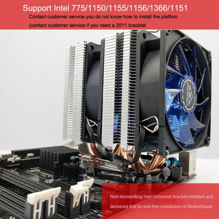 Desktop Computer Double Copper Tube CPU Radiator Super Quiet, 2 Tube Color Light 3-pin Double Fan, 2 Tube Without Light 3-pin Single Fan, 2 Tube Without Light 3-pin Double Fan, 2 Tube Red Light 3-pin Single Fan, 2 Tube Blue Light 3-pin Single Fan      ...