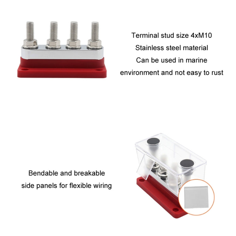 600A 48V RV&Ship Modification 4-way Large Electric DC Busbar, AOA4713C-M10, AOA4713CR-M10