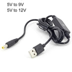 USB Booster Cable Mobile Power Monitoring Power Cord, 2pcs DC 5V To 9V, 2pcs DC 5V To 12V