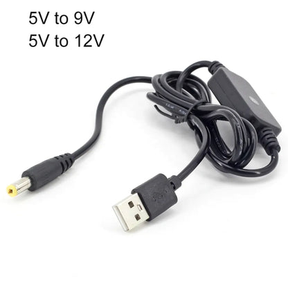 USB Booster Cable Mobile Power Monitoring Power Cord, 2pcs DC 5V To 9V, 2pcs DC 5V To 12V