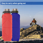Outdoor Silicone Folding Water Cup Telescopic Water Bottle Travel Drinking Cup With Carabiner, 700ml Grey, 700ml Red, 700ml Wine Red, 700ml Blue, 700ml Black
