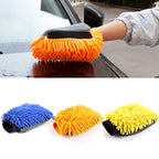 2pcs Car Chenille Coral Fleece Car Wash Double Sided Thick Gloves