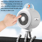 Baby Stroller Fan Home Mute Outdoor Cooling Portable Rabbit Octopus Fan, With Shake Head (White), Without Shake Head (White), Without Shake Head (Pink)