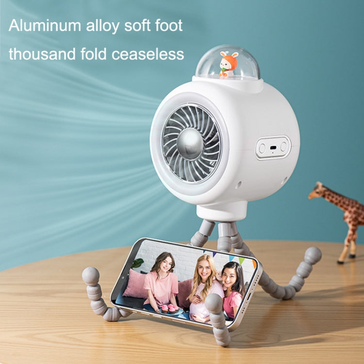 Baby Stroller Fan Home Mute Outdoor Cooling Portable Rabbit Octopus Fan, With Shake Head (White), Without Shake Head (White), Without Shake Head (Pink)