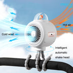 Baby Stroller Fan Home Mute Outdoor Cooling Portable Rabbit Octopus Fan, With Shake Head (White), Without Shake Head (White), Without Shake Head (Pink)