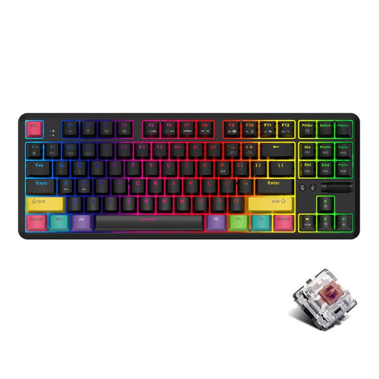 Ajazz K870T 87-Key Hot Swap Bluetooth/Wired Dual Mode RGB Backlight Office Game Mechanical Keyboard, Hot Swap Tea Shaft (Black), Hot Swap Red Shaft (White), Hot Swap Red Shaft (Black), Hot Swap Green Shaft (Black), Hot Swap Green Shaft (White)         ...