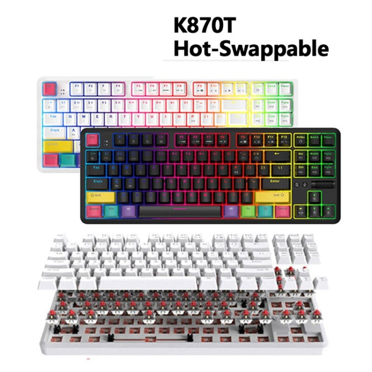 Ajazz K870T 87-Key Hot Swap Bluetooth/Wired Dual Mode RGB Backlight Office Game Mechanical Keyboard, Hot Swap Tea Shaft (Black), Hot Swap Red Shaft (White), Hot Swap Red Shaft (Black), Hot Swap Green Shaft (Black), Hot Swap Green Shaft (White)         ...