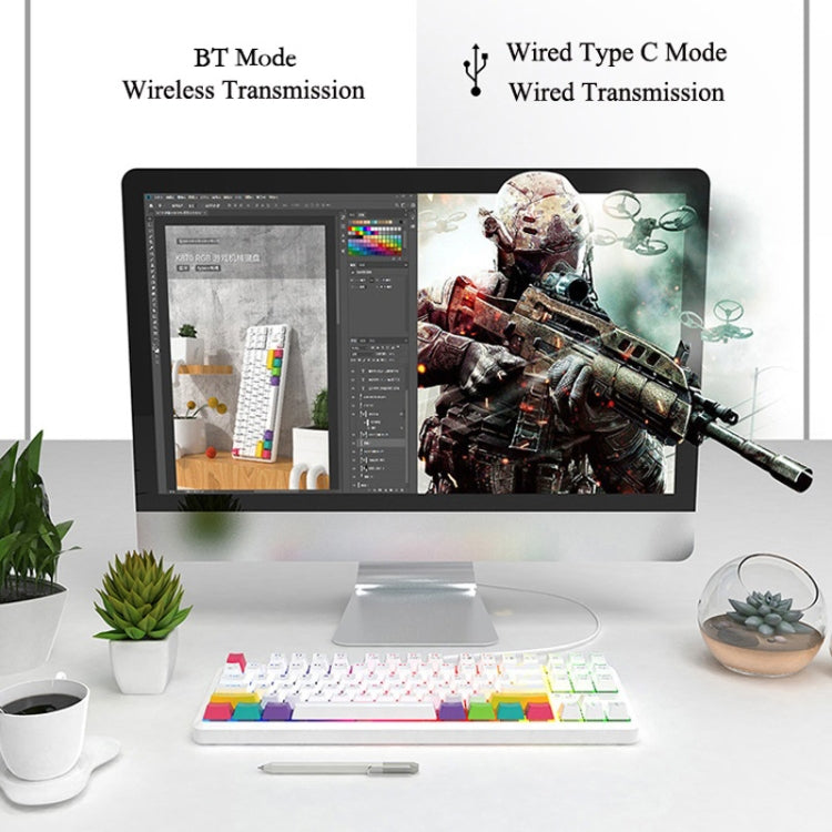 Ajazz K870T 87-Key Hot Swap Bluetooth/Wired Dual Mode RGB Backlight Office Game Mechanical Keyboard, Hot Swap Tea Shaft (Black), Hot Swap Red Shaft (White), Hot Swap Red Shaft (Black), Hot Swap Green Shaft (Black), Hot Swap Green Shaft (White)         ...