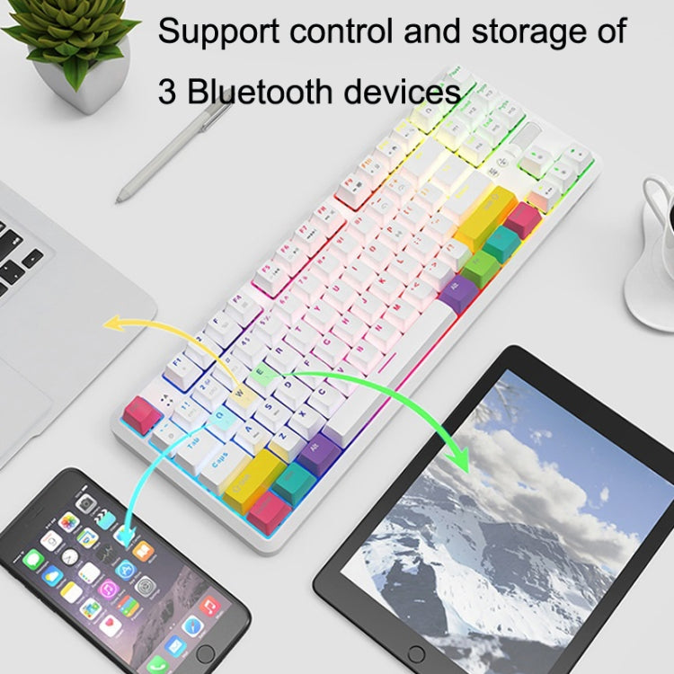 Ajazz K870T 87-Key Hot Swap Bluetooth/Wired Dual Mode RGB Backlight Office Game Mechanical Keyboard, Hot Swap Tea Shaft (Black), Hot Swap Red Shaft (White), Hot Swap Red Shaft (Black), Hot Swap Green Shaft (Black), Hot Swap Green Shaft (White)         ...